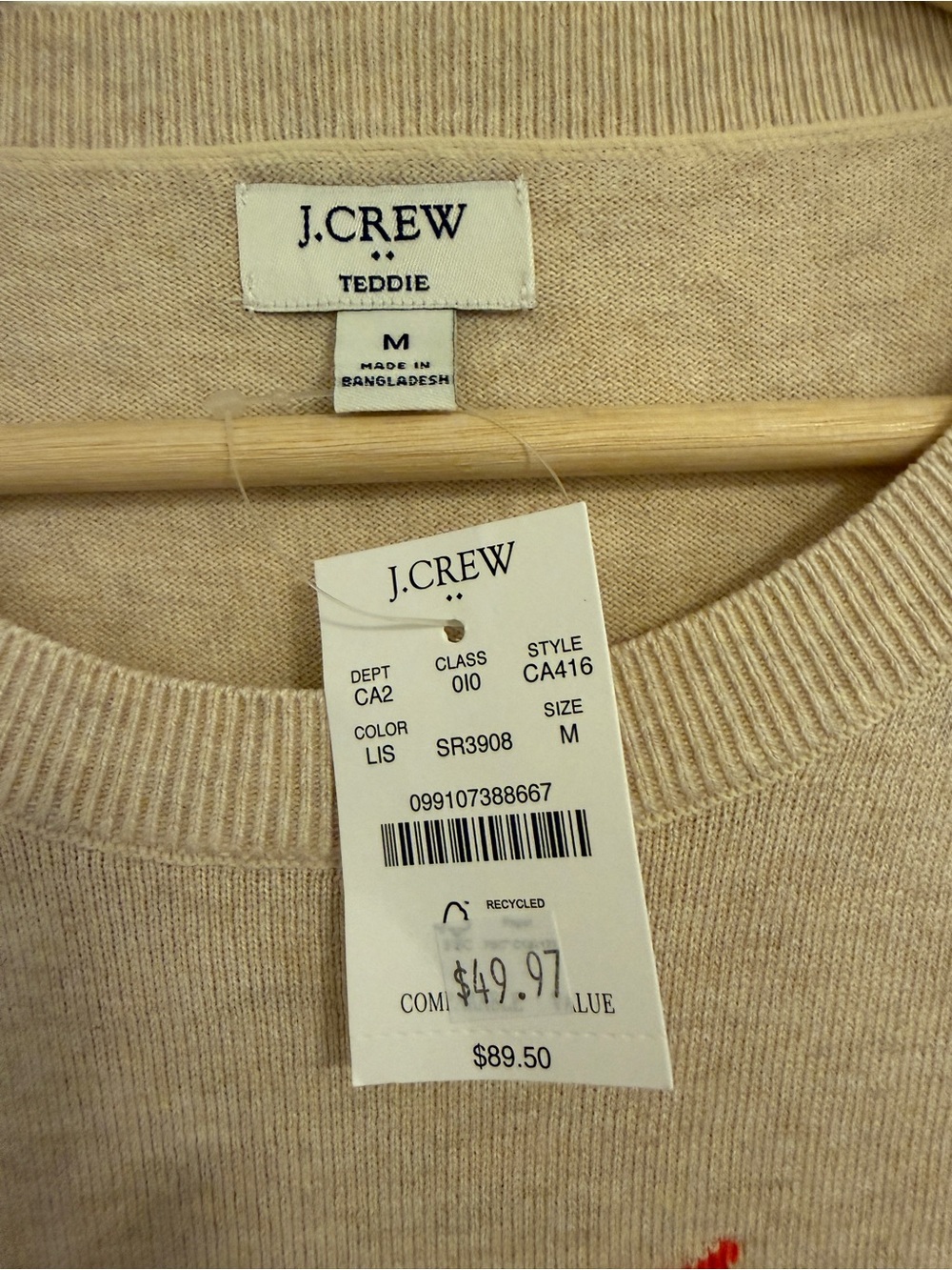 NWT J.Crew Lobster Teddie Knit Sweater Medium - Picture 2 of 4